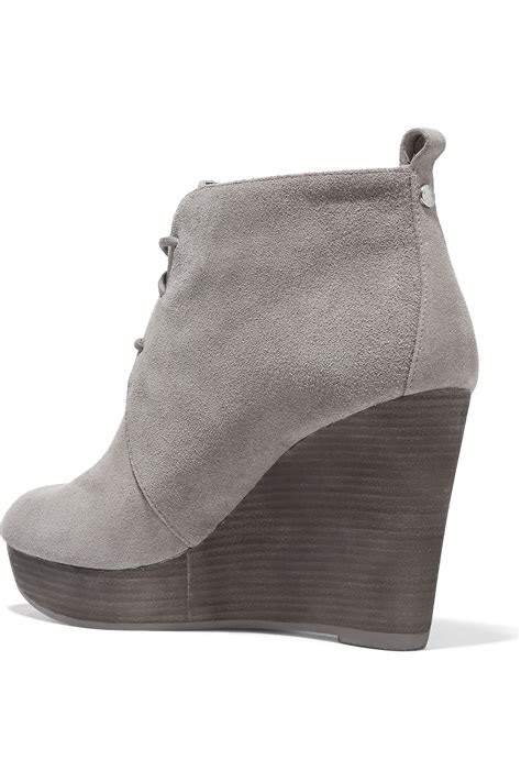 grey suede michael kors boots|Michael Kors heeled boots.